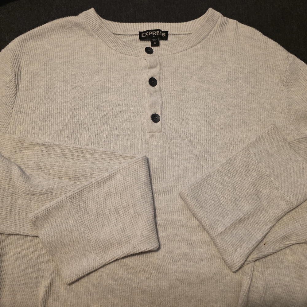 Express Off-White Henley Top